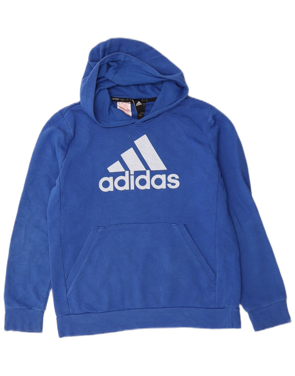 Chłopięca bluza z kapturem Adidas z grafiką 13-14 lat, niebieska bawełna