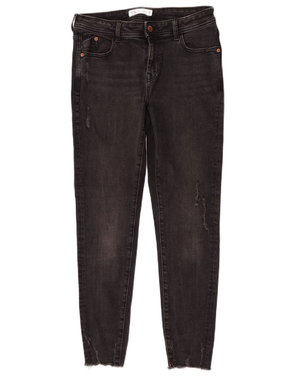 Damskie jeansy rurkowe Zara w trudnej sytuacji EU 38 Small W28 L27 Szara bawełna