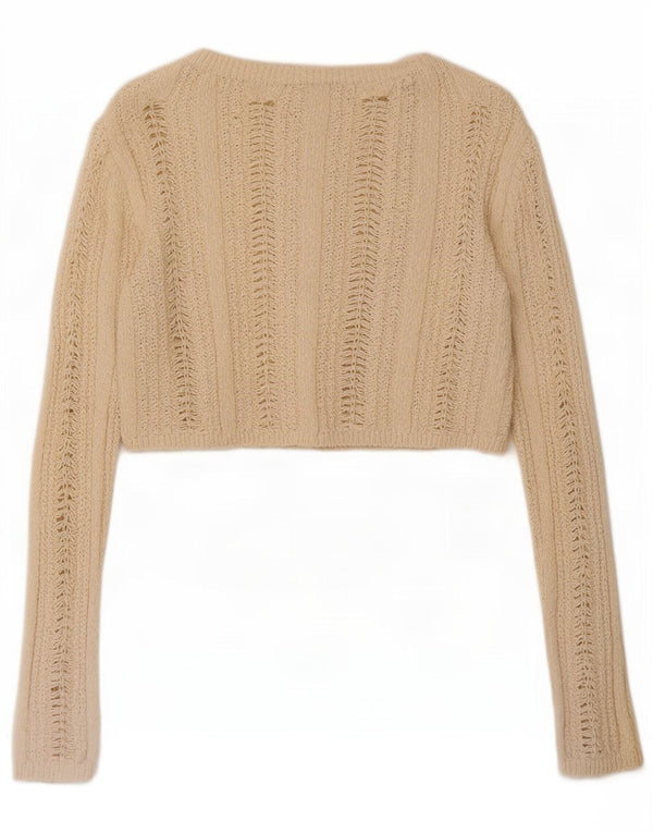 Sweter damski Zara Crop Cardigan UK 10 Small, beżowy, bawełniany