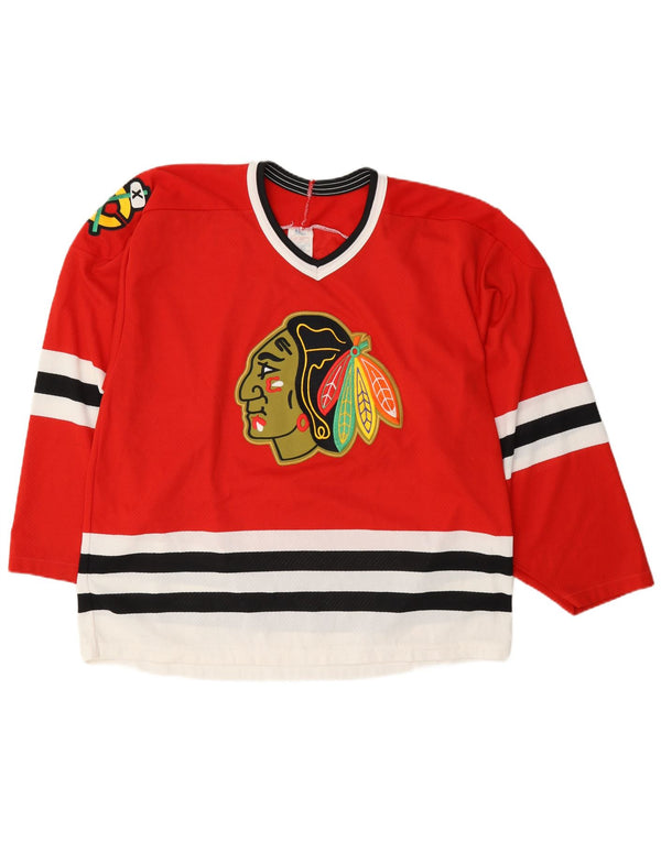 Vintage męska koszulka hokejowa Chicago Blackhawks CCM 1990-96, duża czerwona sportowa
