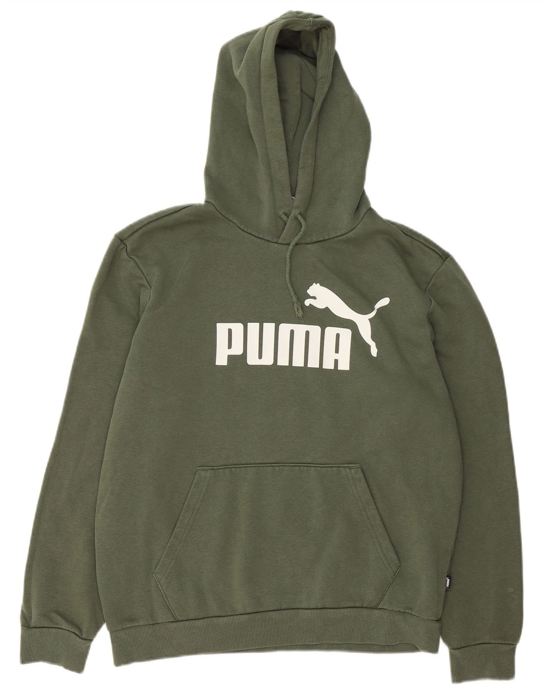 Męski sweter z kapturem Puma z grafiką, średniej wielkości bawełna khaki