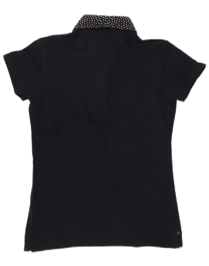 Damska koszulka polo slim fit WOOLRICH UK 12, średnia, granatowa, bawełniana w cętki