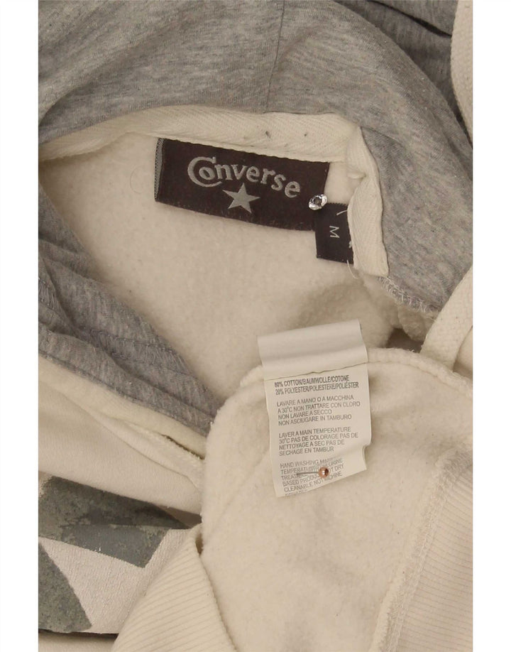Męski sweter z kapturem Converse z grafiką, średni, złamanej bieli, bawełniany