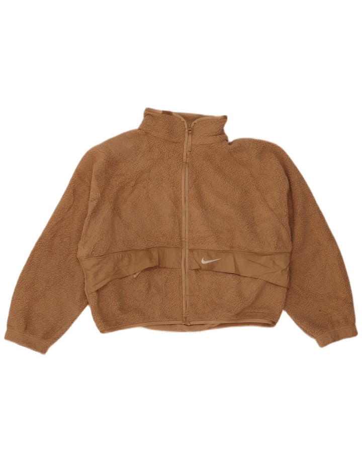 Damska kurtka polarowa Nike Crop Oversized UK 10, mała, beżowa, poliester