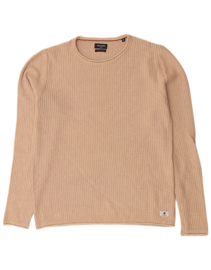 Męski sweter Jack & Jones z okrągłym dekoltem, średnio beżowy, bawełniany