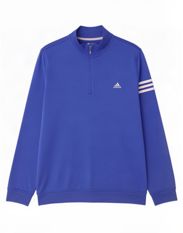 Adidas Męska bluza Climalite z zamkiem błyskawicznym i dużym niebieskim poliestrem