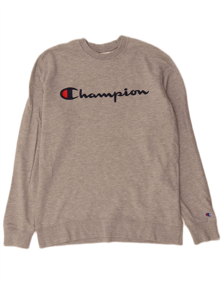 Męska bluza z grafiką Champion, średnia szara, nakrapiana bawełna