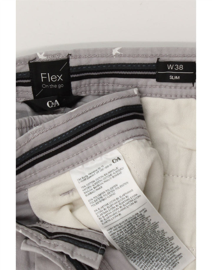 Męskie spodenki chino C & A w abstrakcyjny wzór W38 XL, szara bawełna