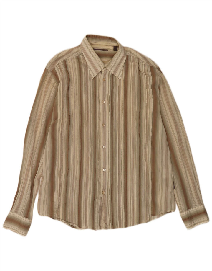 Ted Baker Męska koszula w duże, bawełniane paski w kolorze khaki