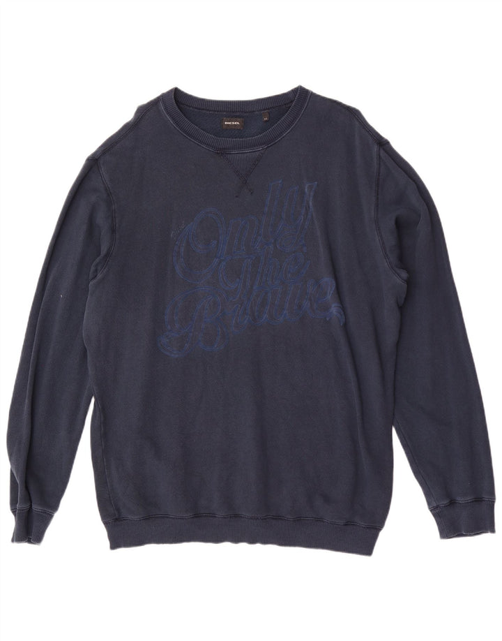 Męska bluza z grafiką Diesel, sweter XL, granatowy
