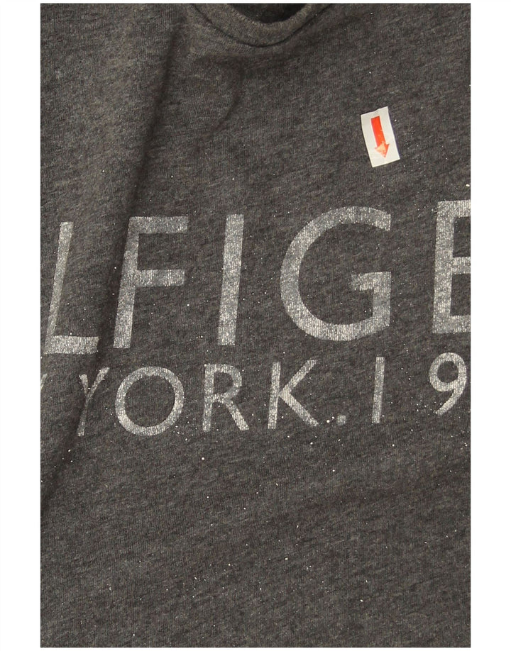 Męski T-shirt z grafiką Tommy Hilfiger, duży, szary, bawełniany