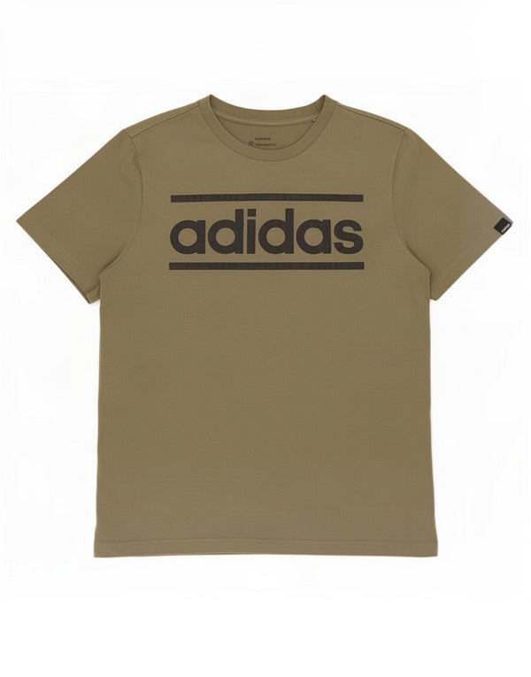 Chłopięca koszulka z grafiką Adidas, 13-14 lat, bawełna khaki