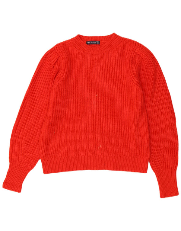 Marks & Spencer Damski sweter z okrągłym dekoltem, UK 14, średni czerwony akryl