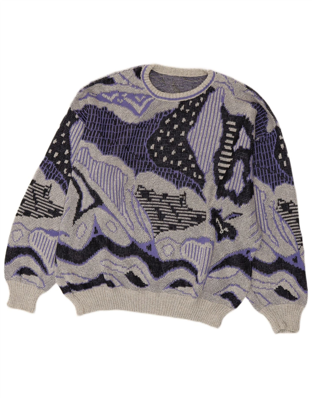 Damski sweter VINTAGE z abstrakcyjnym wzorem i okrągłym dekoltem UK 20 2XL szary