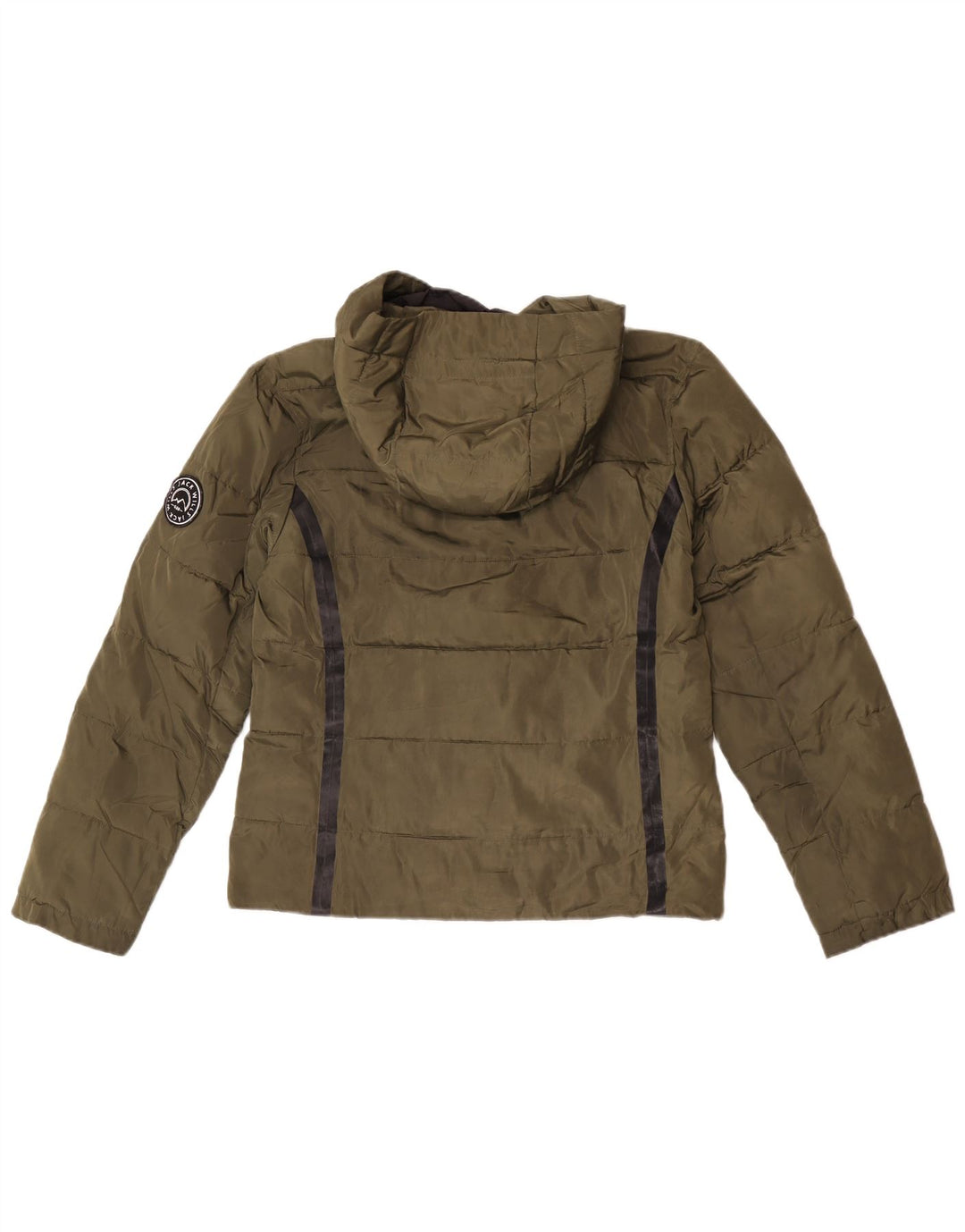 Damska wyściełana kurtka z kapturem Jack Wills UK 10, małe, poliestrowe paski w kolorze khaki
