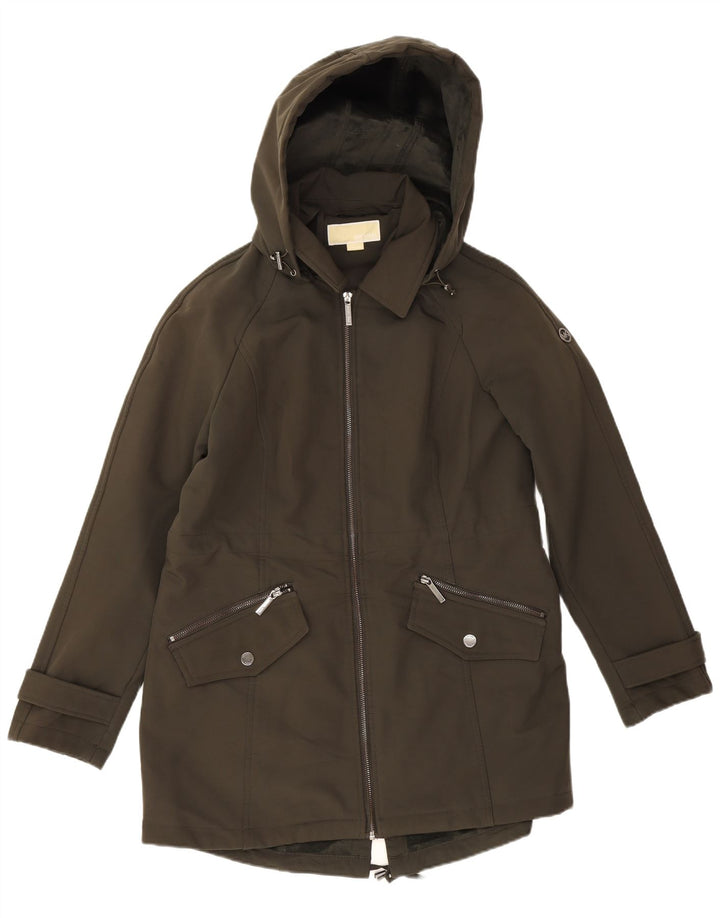 Damska kurtka parka z kapturem Michael Kors UK 14, średni khaki, poliester