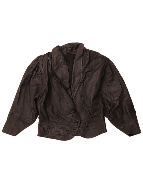 Damska kurtka skórzana typu Crop VINTAGE UK 10, mała czarna