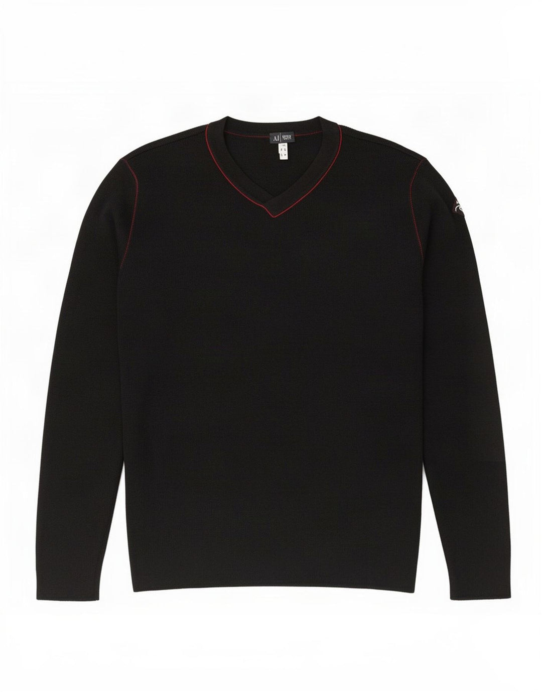 Armani Jeans Męski sweter z dekoltem w kształcie litery V, średniej wielkości czarna wełna