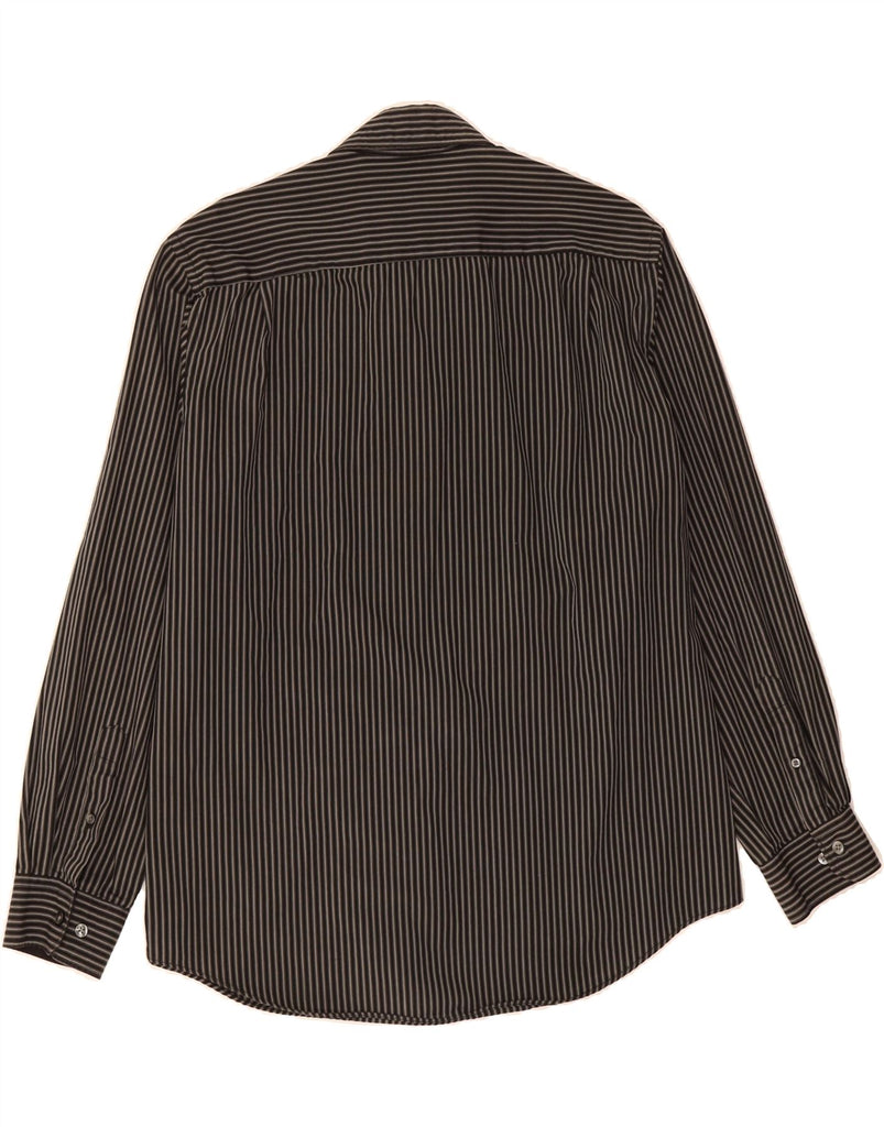 VAN HEUSEN Mens Shirt Size 16 1/2 Large Black Pinstripe Cotton Vintage Van Heusen and Second-Hand Van Heusen from Messina Hembry 