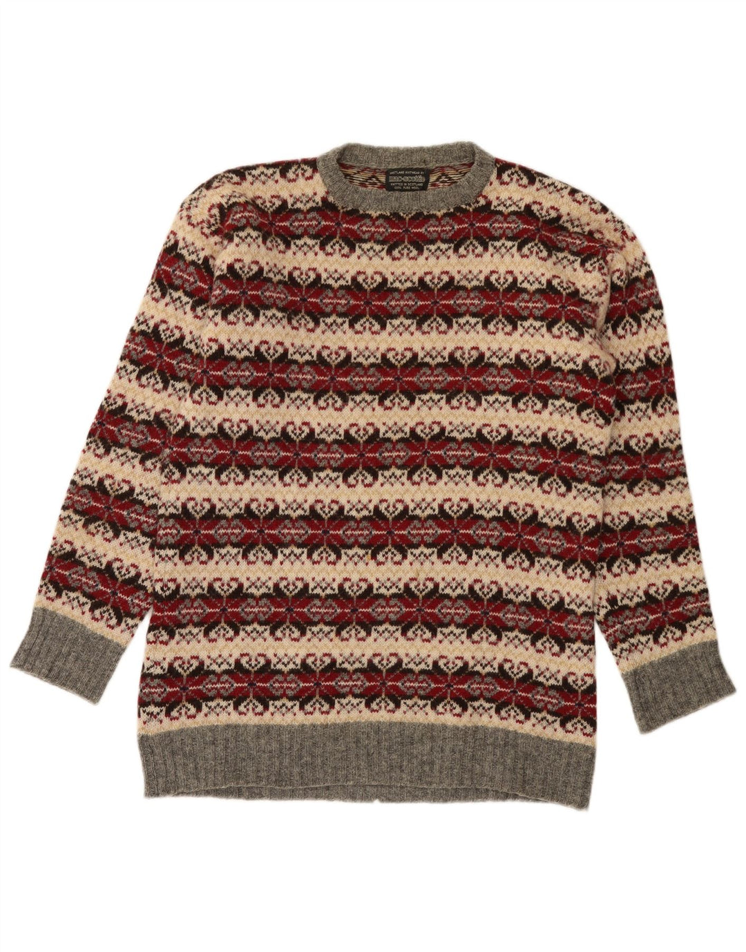 Sweter męski z okrągłym dekoltem w stylu vintage, średnio wielobarwny, klasyczny