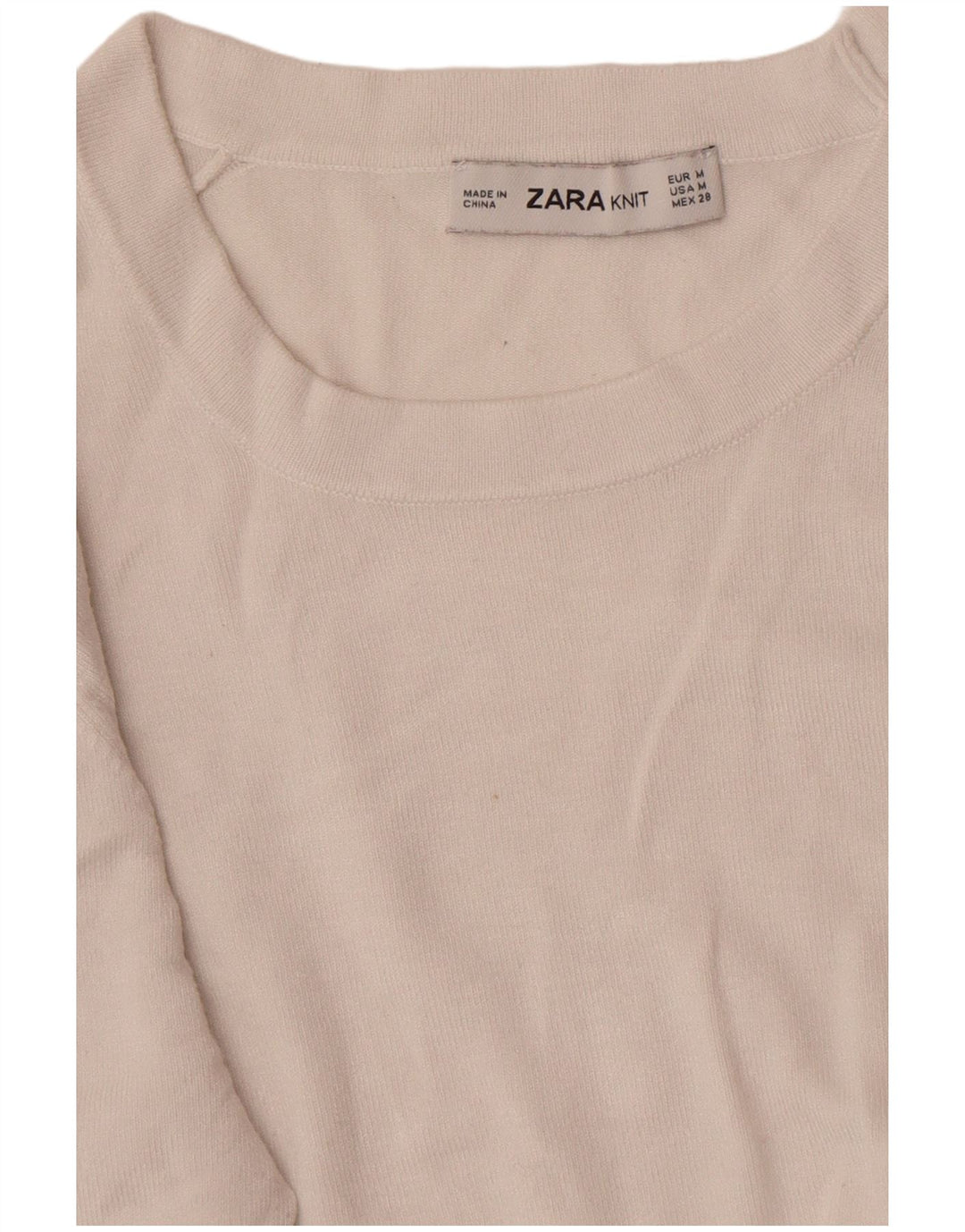Sweter damski Zara z okrągłym dekoltem UK 12, średni biały
