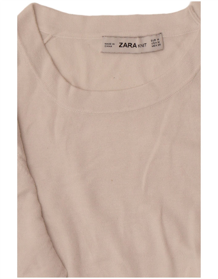 Sweter damski Zara z okrągłym dekoltem UK 12, średni biały