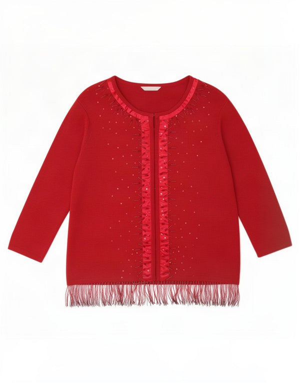 Marks & Spencer Damski sweter St. Michael Cardigan UK 16, duży, bordowy