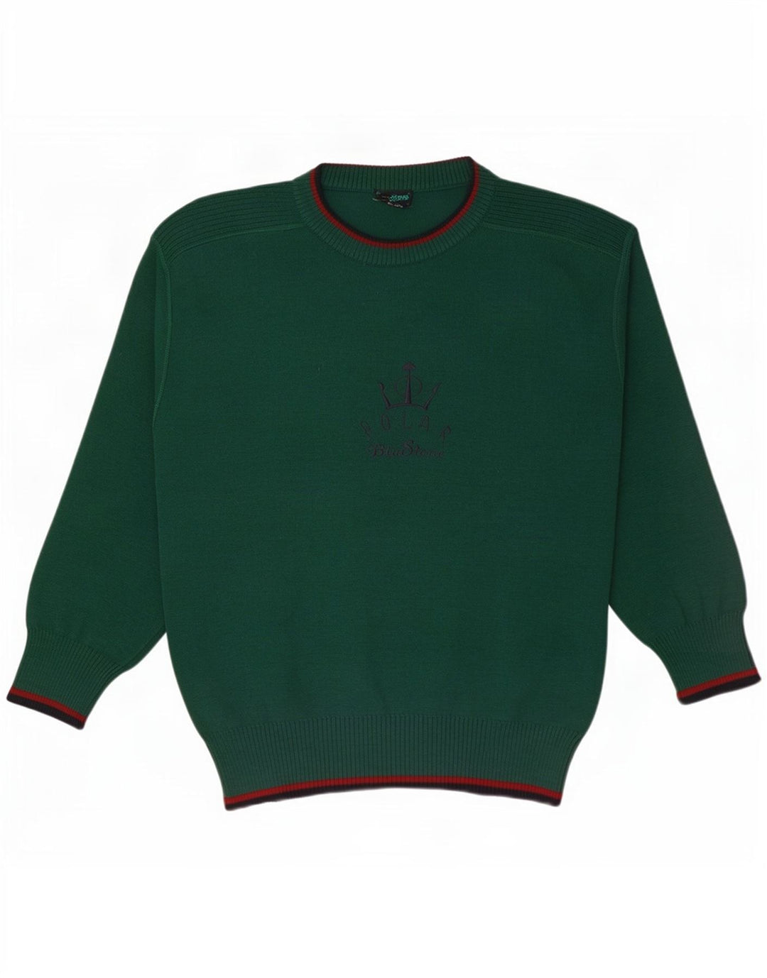 Męski sweter z okrągłym dekoltem w stylu vintage, duży, zielony
