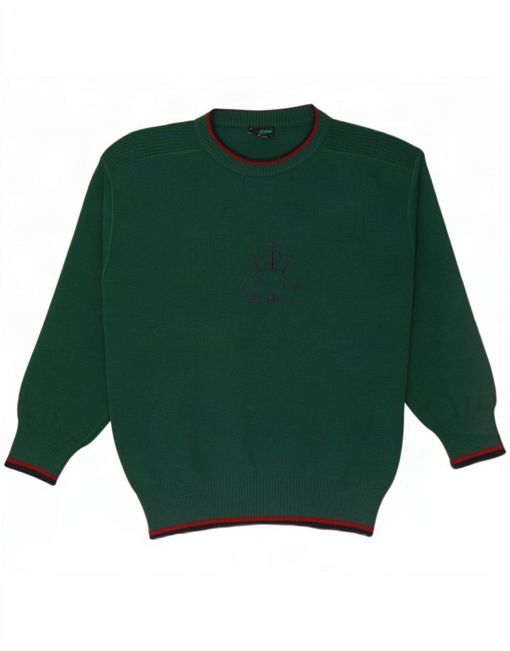 Męski sweter z okrągłym dekoltem w stylu vintage, duży, zielony