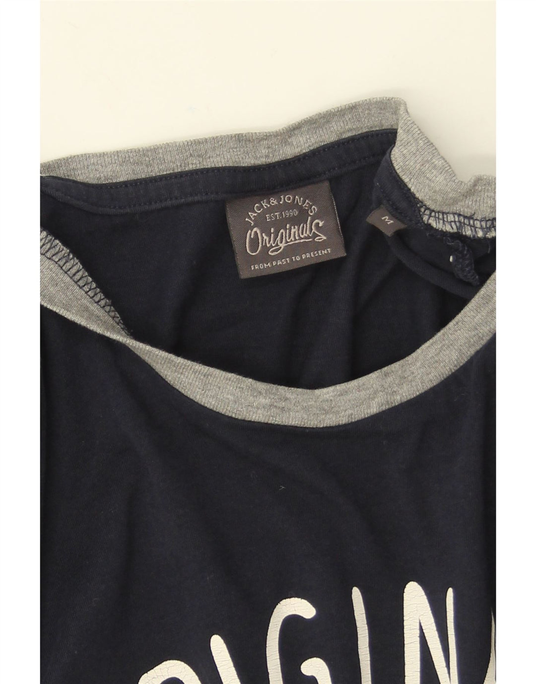 Męski top graficzny Jack & Jones z długim rękawem, średni granatowy, bawełniany