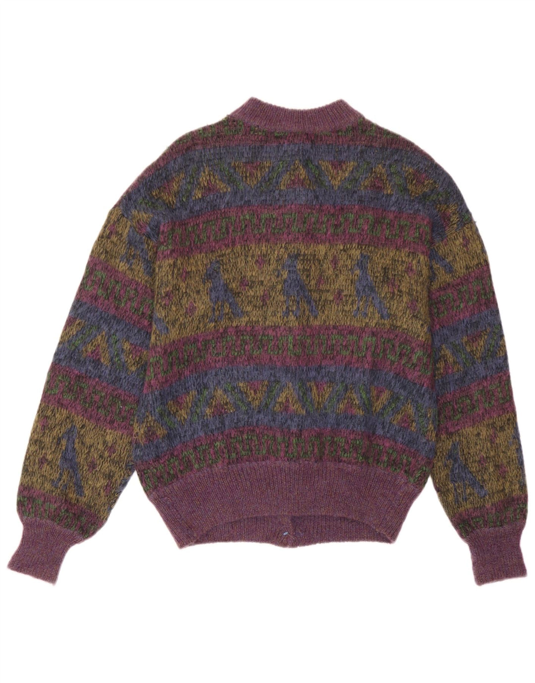 Sweter damski w stylu vintage, UK 14, średni, wielokolorowy, geometryczny