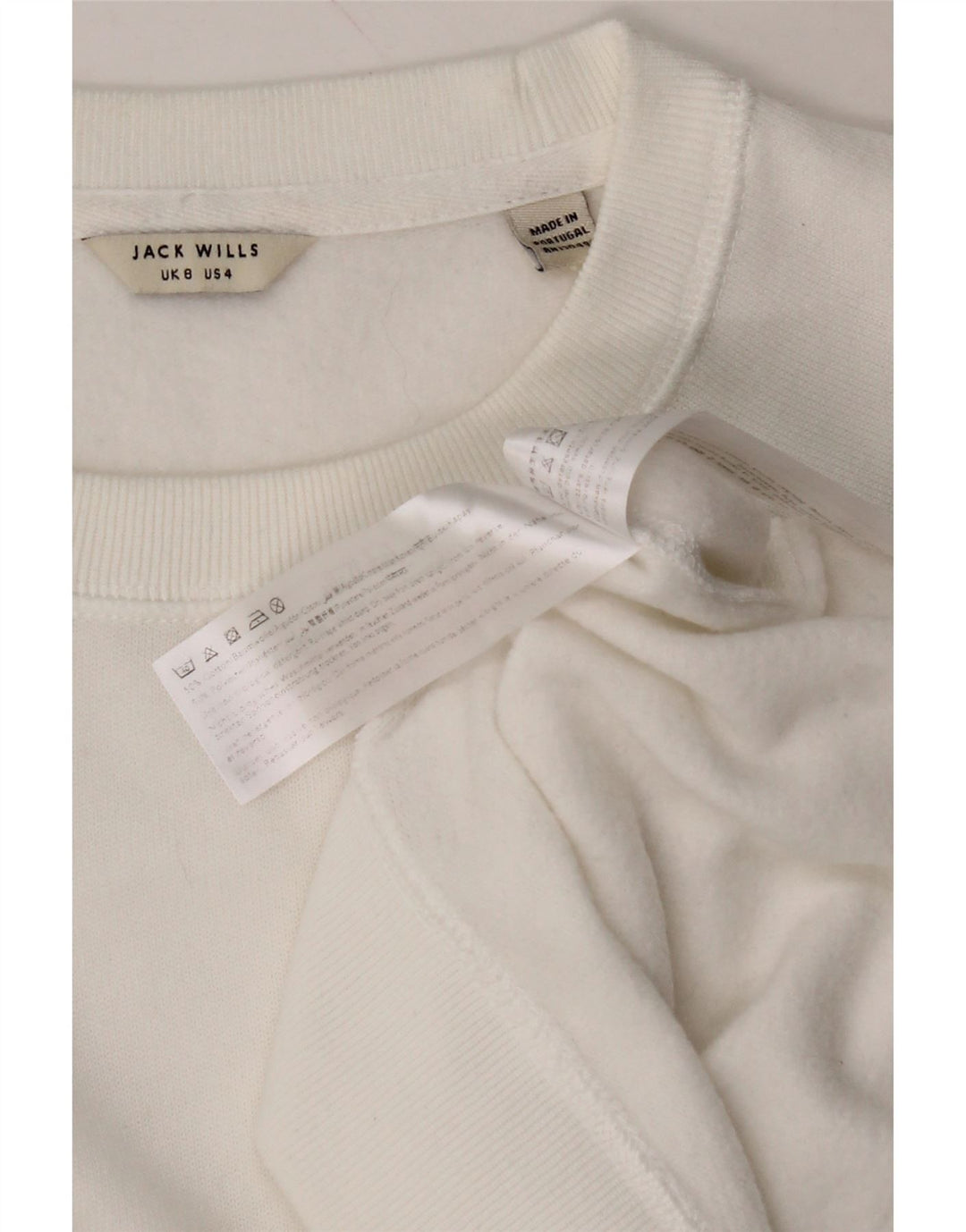 JACK WILLS Womens Oversized Crew Neck Jumper Sweater UK 8 Small  White Vintage Jack Wills and Second-Hand Jack Wills from Messina Hembry 