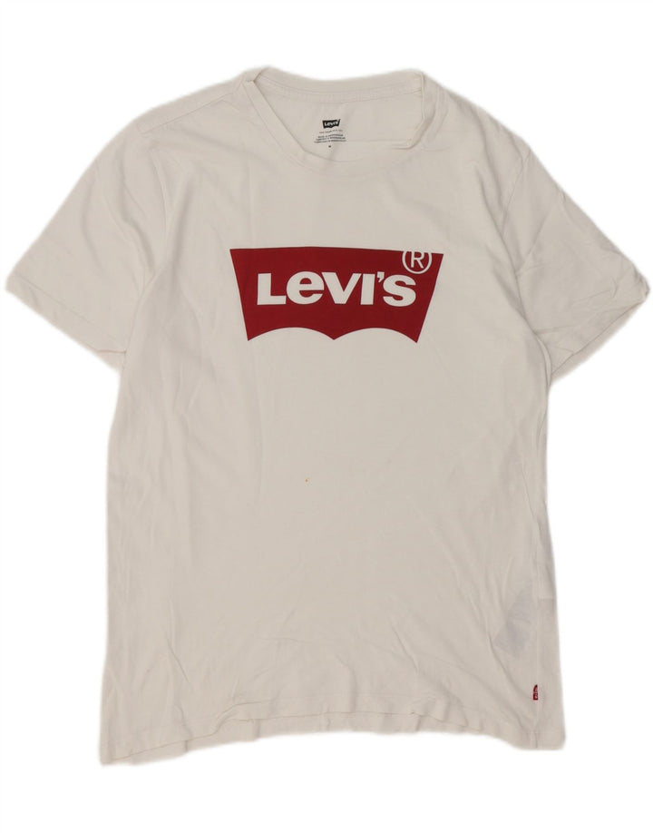 LEVI'S Mens Graphic T-Shirt Top Medium White Cotton