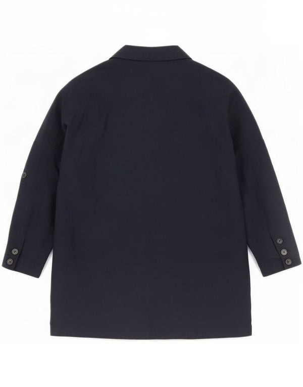 Marks & Spencer Womens 3/4 Sleeve Double Breasted Coat UK 14 Large Navy Blu