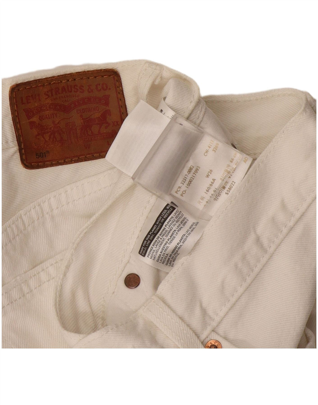 Damskie spodenki jeansowe Levi's 501 w trudnej sytuacji W26, małe, białe, bawełniane