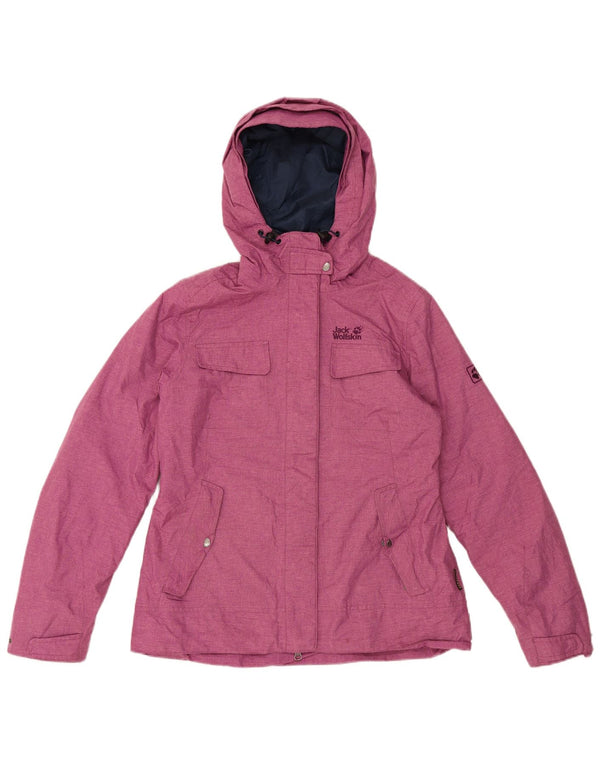 Damska kurtka wiatrówka Jack Wolfskin z kapturem UK 12/14, średni róż