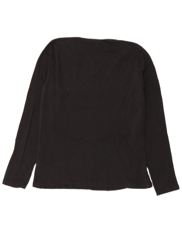 Damski top graficzny Trussardi Jeans z długim rękawem, UK 14, duży, czarny, bawełniany