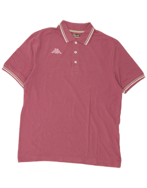 Męska koszulka polo Kappa, duża, różowa, bawełniana