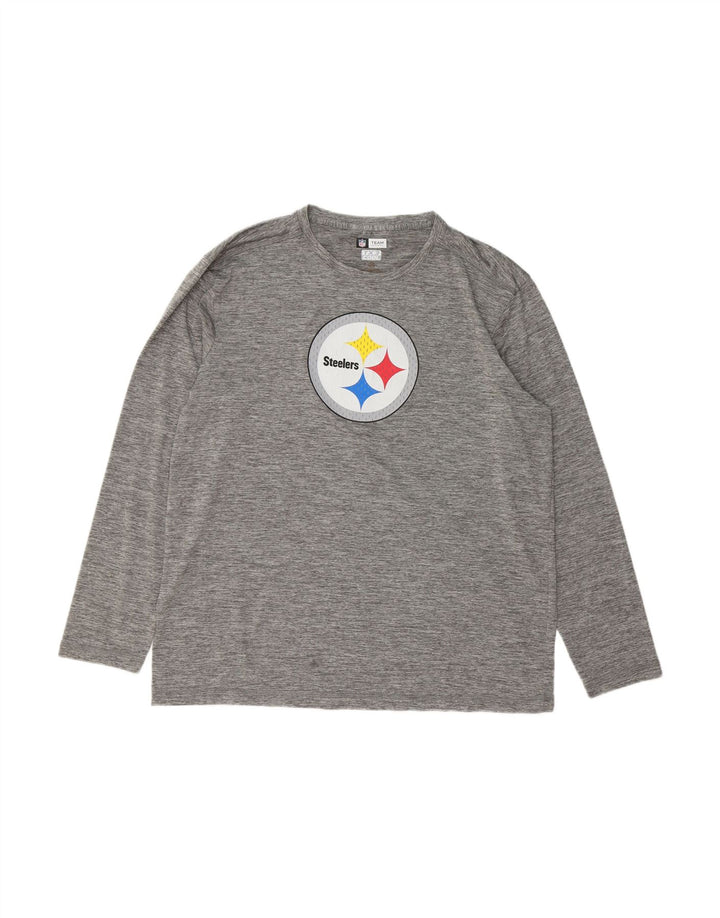 NFL Mens Steelers Graphic Top Long Sleeve XL Grey Polyester