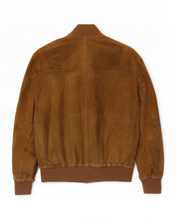 Vintage męska zamszowa kurtka bomber UK 40 duża beżowa skóra