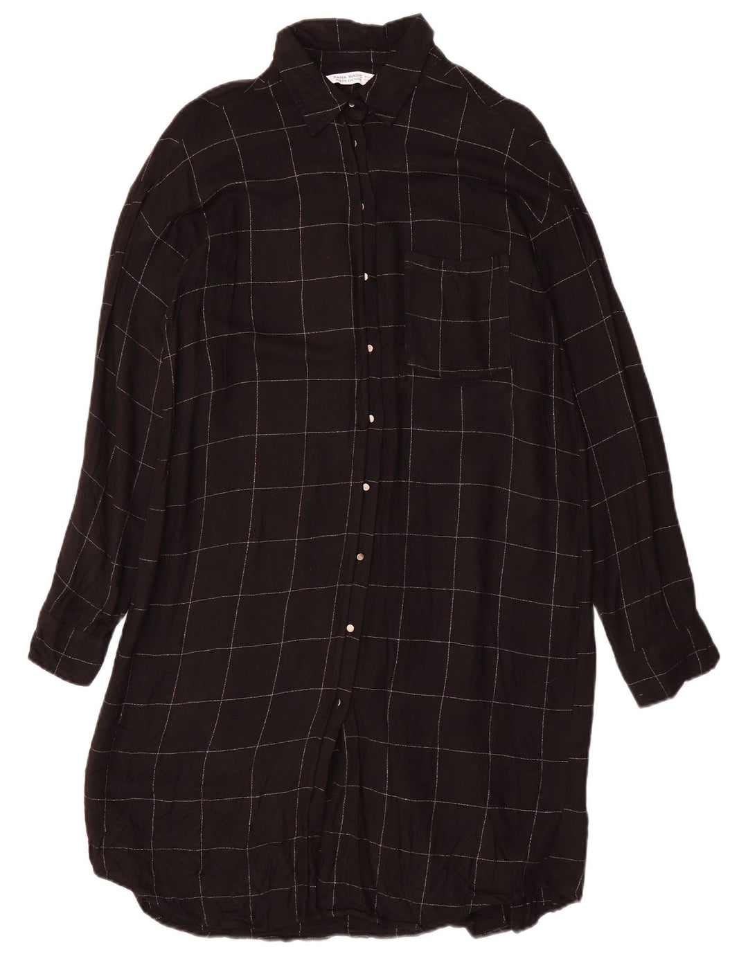 Damska sukienka koszulowa oversize ZARA UK 10 w małą czarną kratkę, wiskoza