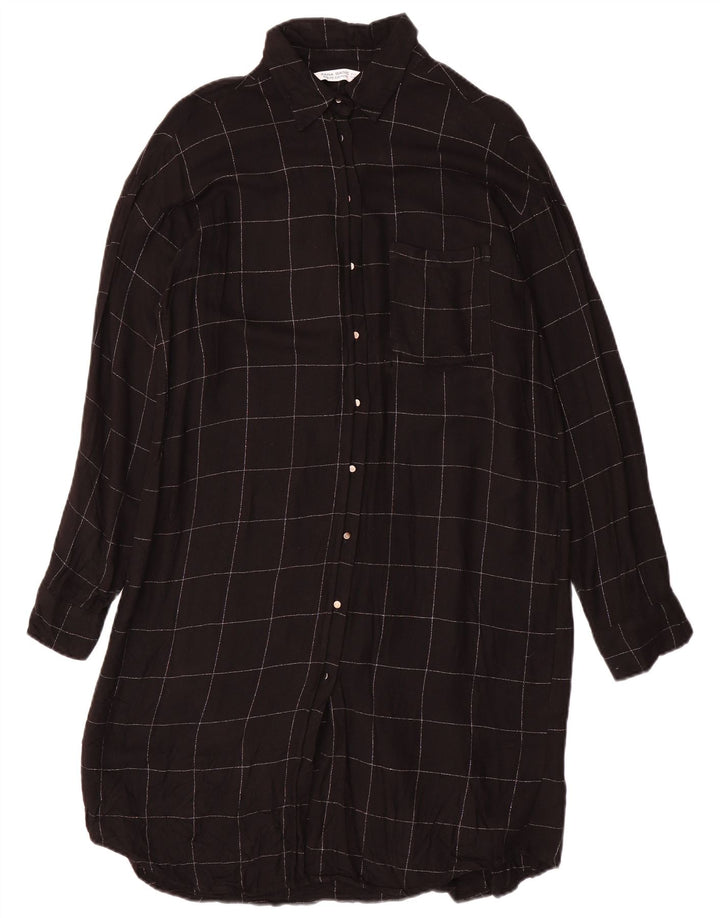 Damska sukienka koszulowa oversize ZARA UK 10 w małą czarną kratkę, wiskoza