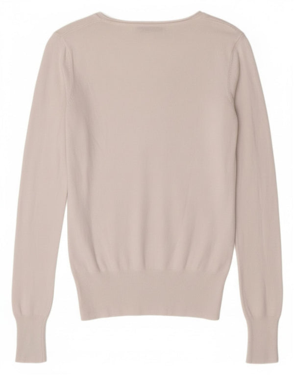 Damski sweter Guess z grafiką i dekoltem w kształcie litery V, UK 4 XS, biały klasyk