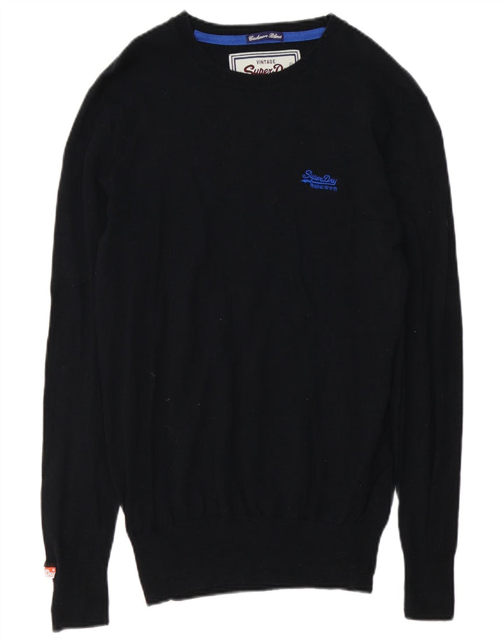 Męski sweter Superdry z dekoltem w łódkę, średni czarny kaszmir