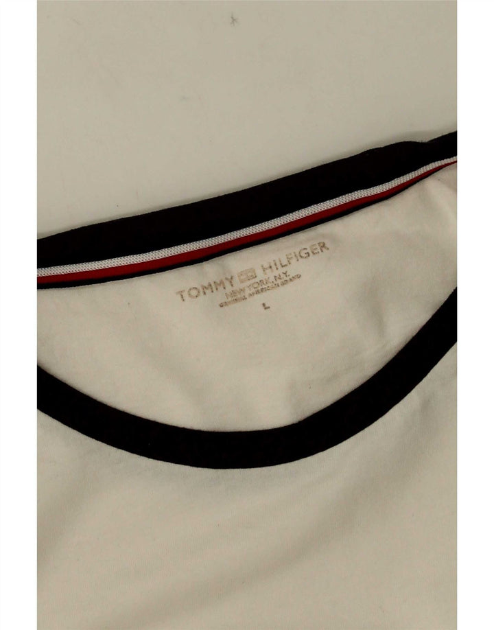 Męska koszulka z grafiką Tommy Hilfiger, duża, biała, z blokami kolorów
