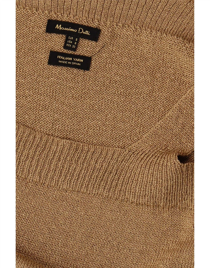 Sukienka damska Massimo Dutti z odkrytymi ramionami, UK 10, mała, beżowa