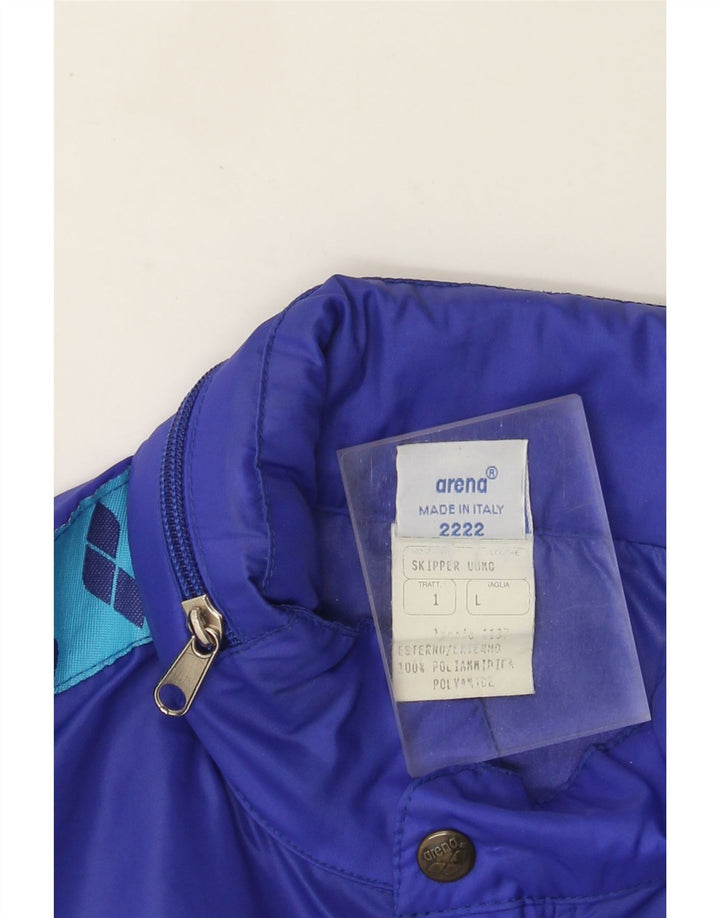 Męska kurtka przeciwdeszczowa z kapturem i grafiką Arena UK 40, duża, niebieska, poliamidowa