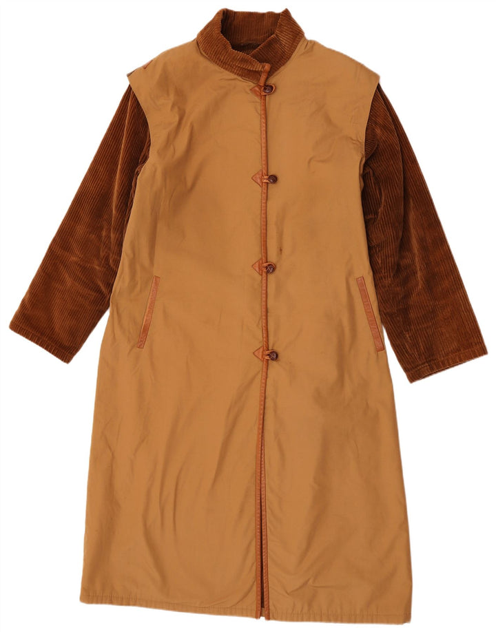 Płaszcz damski w stylu vintage UK 16, duży brązowy blok kolorów