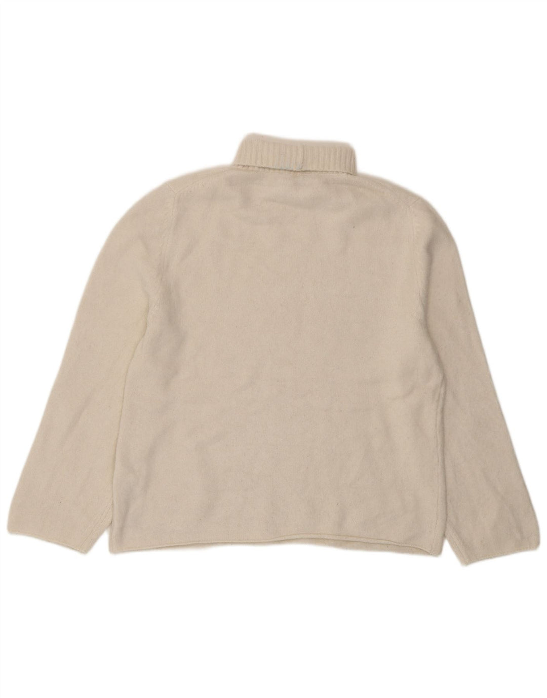 Damski sweter oversize Zara z wywijanym dekoltem UK 10, mały, biały, akrylowy