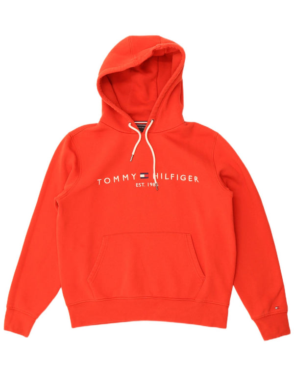 Tommy Hilfiger Womens Graphic Oversized Hoodie Jumper UK 16 Large Red